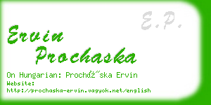 ervin prochaska business card